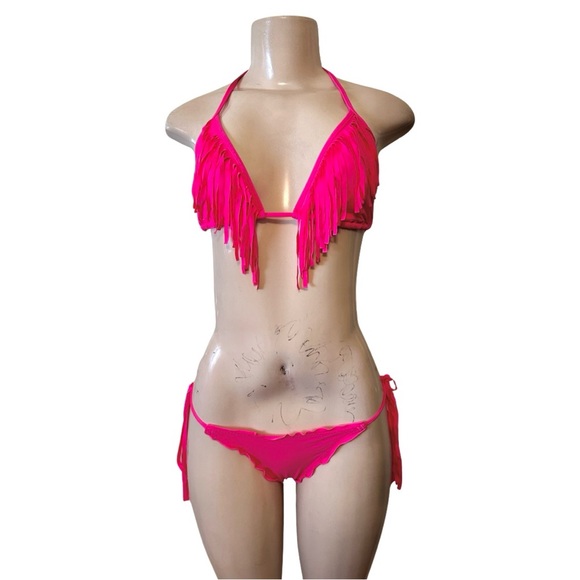 Vitamin A Luna Fringe Triangle bikini Top EUC - Picture 2 of 5